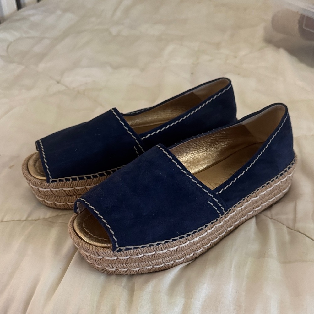 Navy Prada Espadrille Platform Shoes